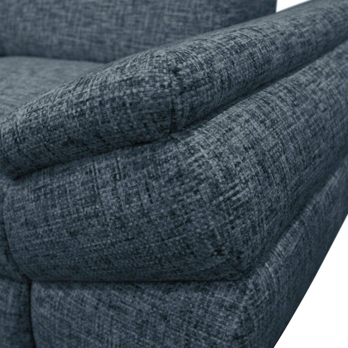 ECKSOFA in Struktur, Plüsch Blau  - Blau/Schwarz, Design, Textil/Metall (201/274cm) - MID.YOU