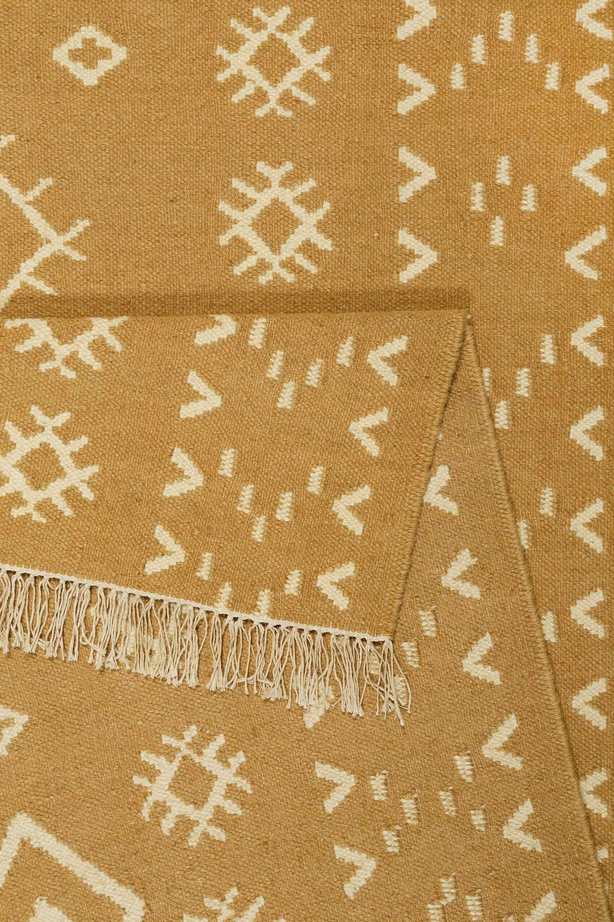 HANDWEBTEPPICH 130/190 cm Monaco Creme, Senfgelb rechteckig  - Senfgelb/Creme, Basics, Textil (130/190cm) - WECON HOME