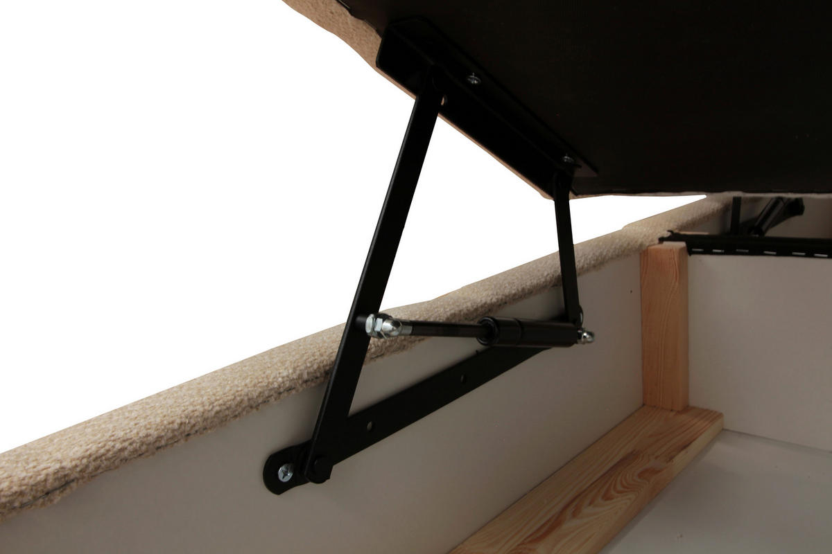 BOXBETT 180/200 cm,  in Beige, Bettkasten, Topper, H3 + H3 = fest  - Beige/Schwarz, Trend, Textil/Metall (180/200cm) - Esposa