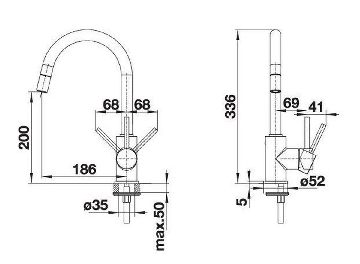 KÜCHENARMATUR 526146  - Chromfarben/Schwarz, Basics, Stein/Metall (1,8/33,6/22,3cm) - Blanco