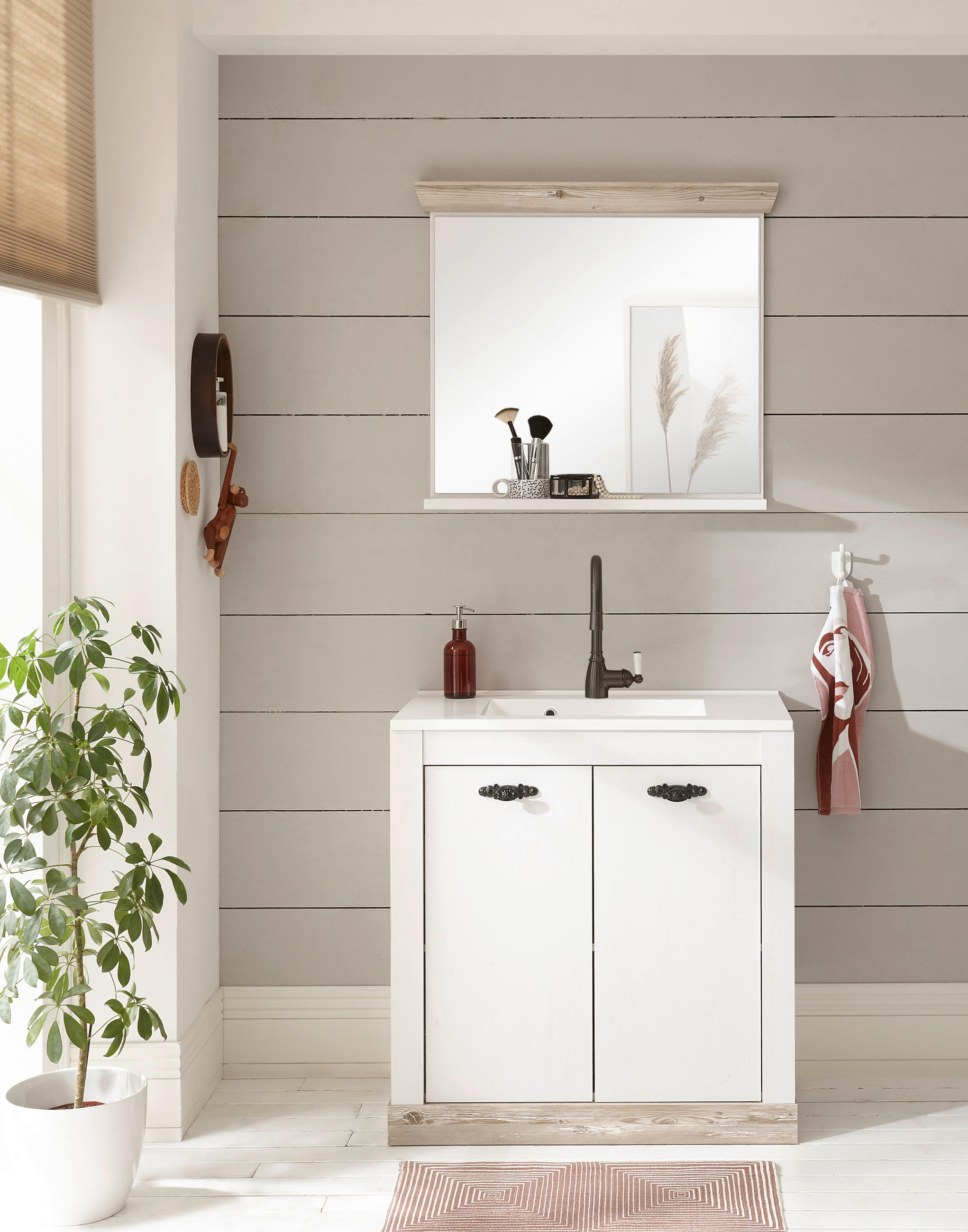 BADEZIMMER 2-teilig  in  - Schwarz/Weiß, Design, Naturmaterialien/Holzwerkstoff (81/200/46cm) - MID.YOU