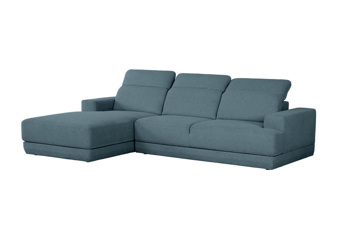 ECKSOFA in Webstoff Blau  204/293 cm  - Blau/Schwarz, Design, Kunststoff/Textil (204/293cm) - MID.YOU
