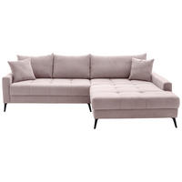 ECKSOFA Rosa Cord  - Schwarz/Rosa, KONVENTIONELL, Textil/Metall (280/173cm) - Hom`in