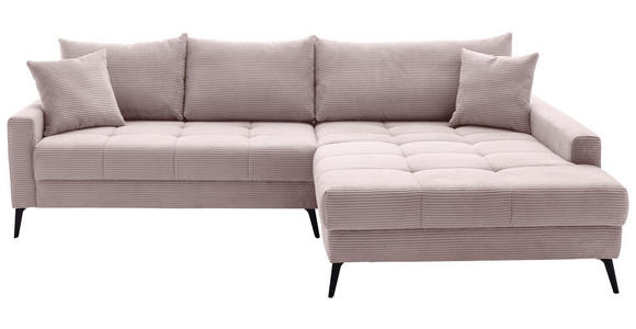 ECKSOFA  in Cord Rosa  280/173 cm  - Schwarz/Rosa, KONVENTIONELL, Textil/Metall (280/173cm) - Hom`in