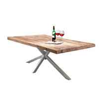 ESSTISCH 220/100/76 cm Echtholz  Holz, Metall rechteckig Naturfarben, Silberfarben  - Silberfarben/Naturfarben, MODERN, Holz/Metall (220/100/76cm) - MID.YOU