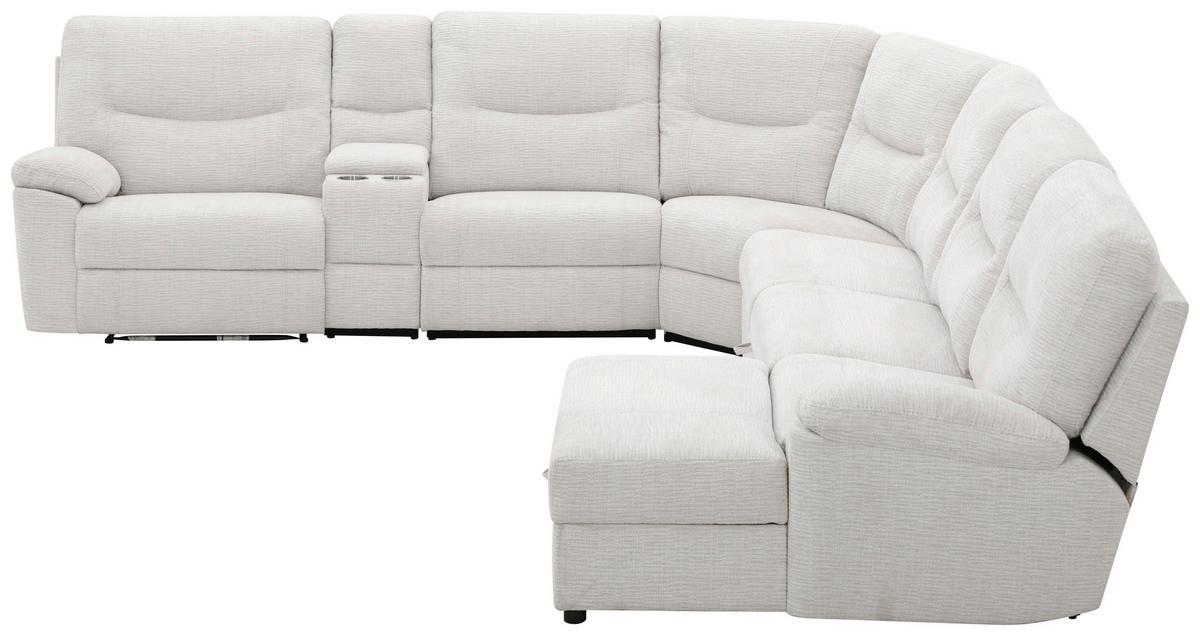ECKSOFA Weiß Leinenoptik  - Schwarz/Weiß, KONVENTIONELL, Holz/Kunststoff (286/101/338cm) - Livetastic