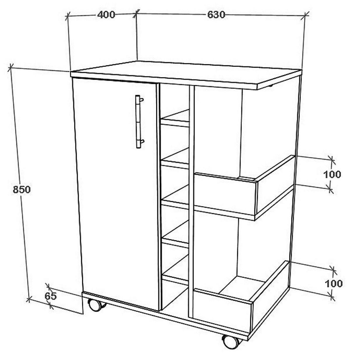 SERVIERWAGEN in Anthrazit, Weiss  - Weiss/Anthrazit, Design, Holzwerkstoff/Kunststoff (63/85/40cm) - MID.YOU