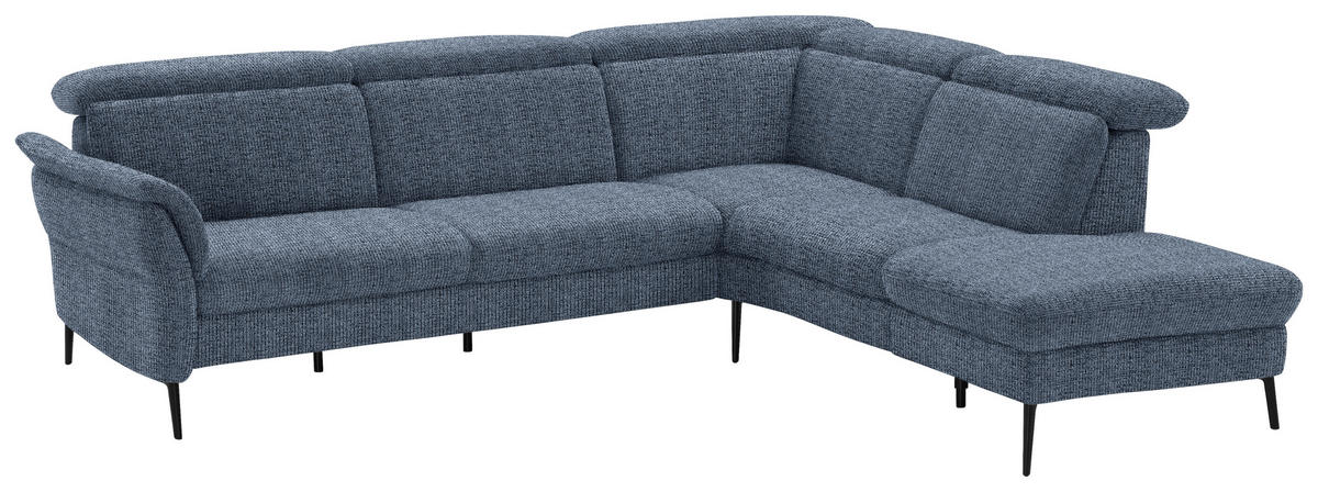ECKSOFA in Struktur Blau  275/235 cm  - Blau/Schwarz, MODERN, Textil/Metall (275/235cm) - Cantus