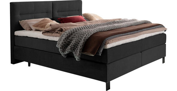 BOXSPRINGBETT 200/220 cm  in Anthrazit  - Anthrazit/Schwarz, KONVENTIONELL, Textil/Metall (200/220cm) - Esposa