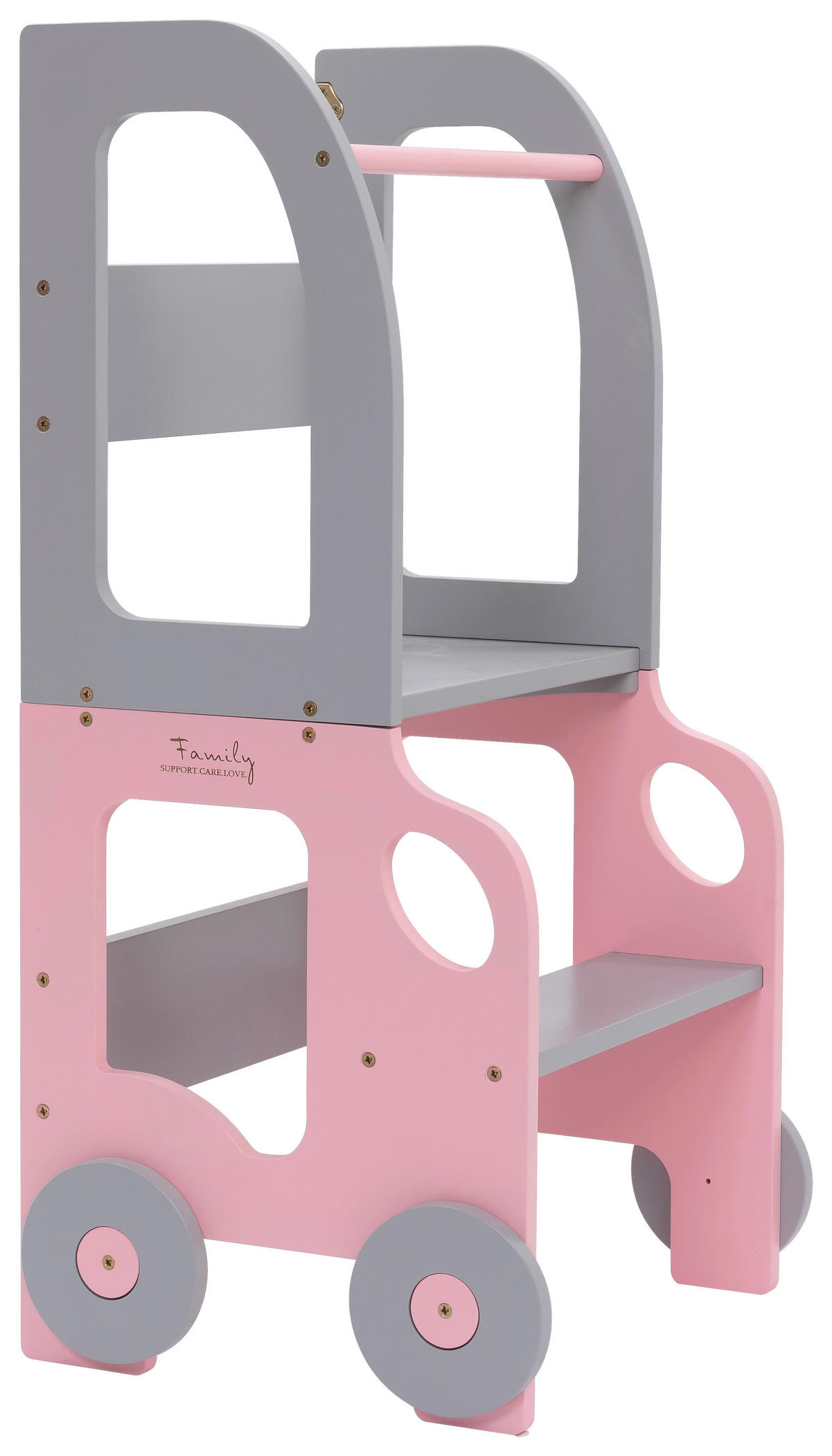 KOMBIHOCHSTUHL  - Pink/Grau, Basics, Holz (38/90/40cm)