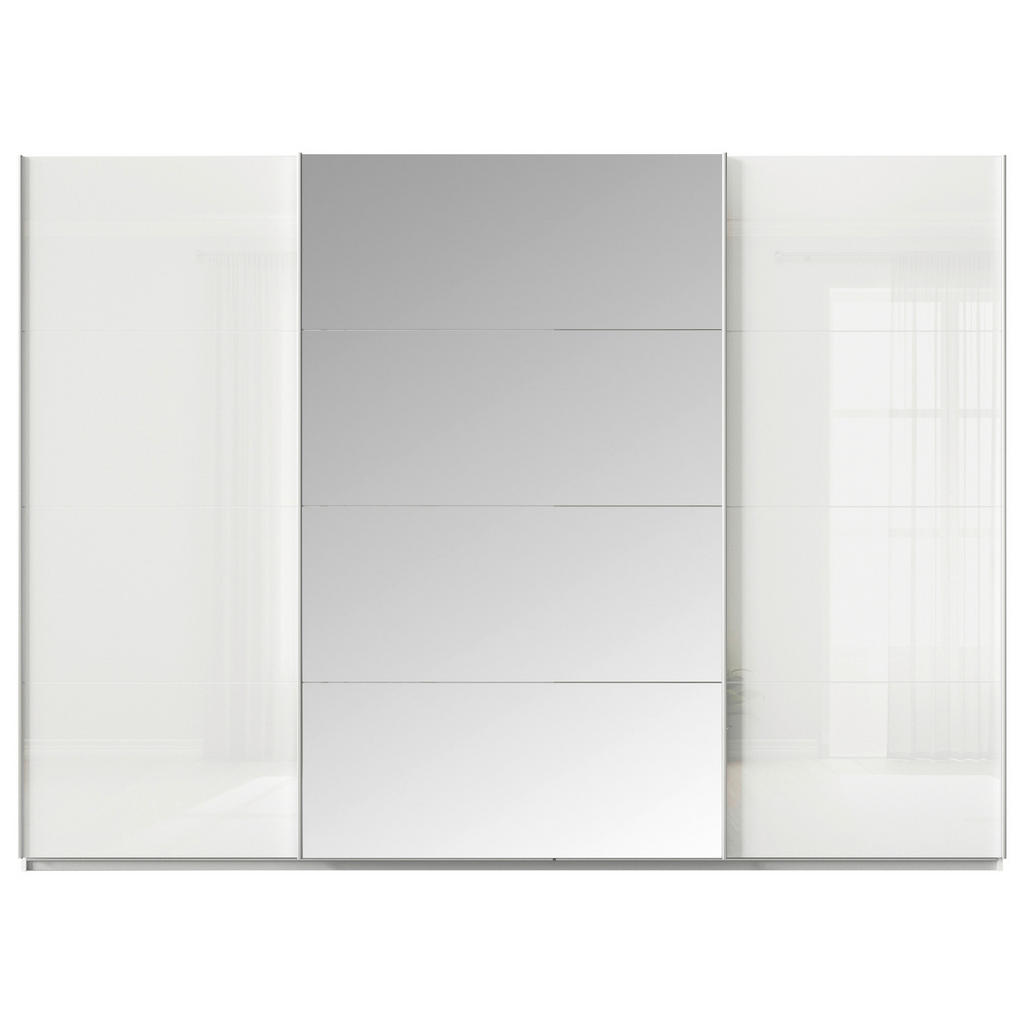 Thumbnail - Carryhome Schwebetürenschrank, Weiß, Holzwerkstoff, 4 Fächer, 315x229x57 cm, Blauer Engel, Goldenes M, Made in Germany, ...