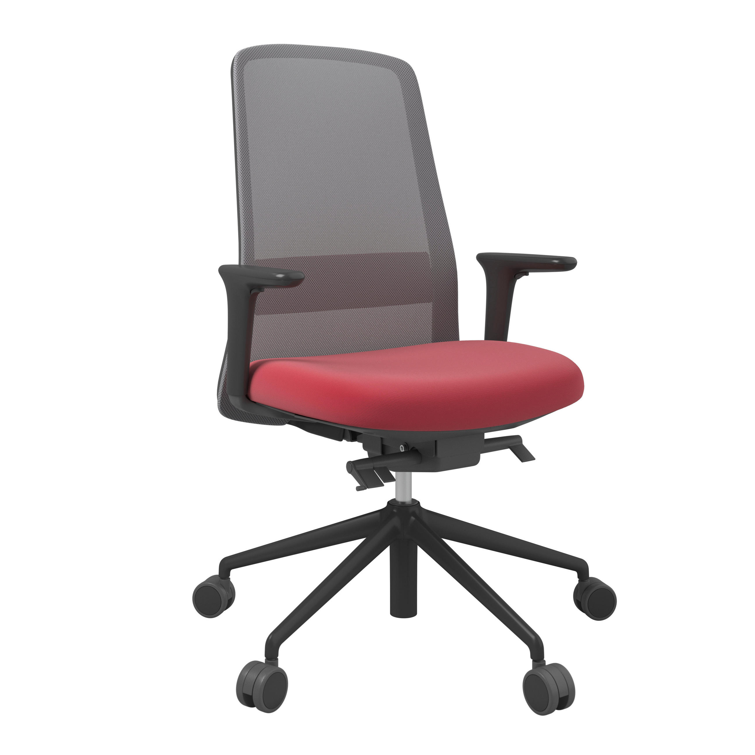 XXXLutz Drehstuhl Grau, Rot, 70x103-115x70 cm