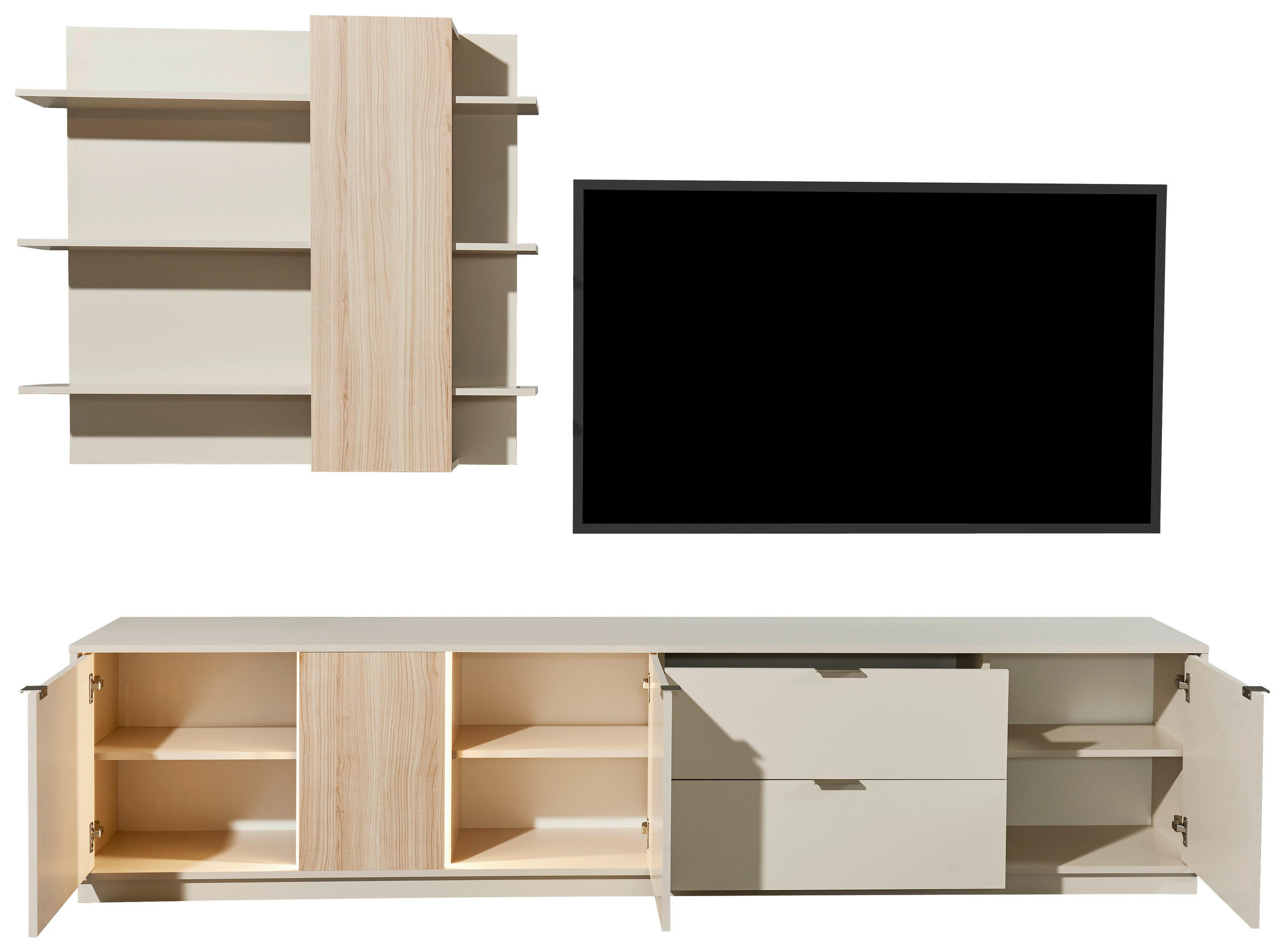 WOHNWAND  in Kaschmir  238/202/40 cm  - Kaschmir/Silberfarben, MODERN, Holzwerkstoff/Kunststoff (238/202/40cm) - MID.YOU