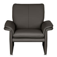 SESSEL in Echtleder Dunkelbraun  - Dunkelbraun/Silberfarben, Design, Leder/Metall (93/90/88cm) - Livetastic