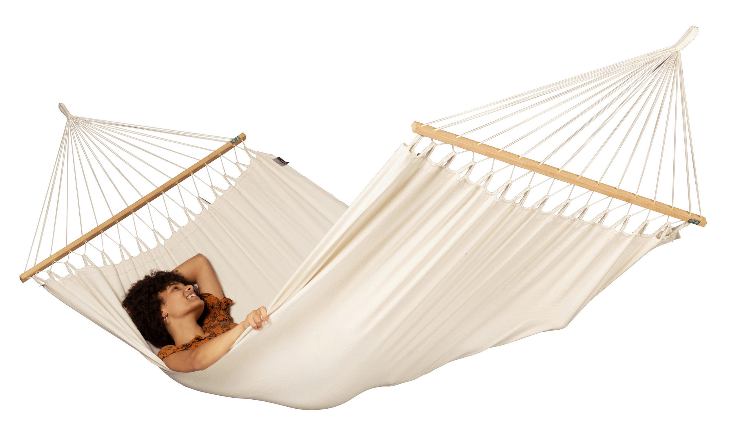 HÄNGEMATTE double bar cotton  - Weiß, KONVENTIONELL, Holz/Textil (160/350cm) - La Siesta