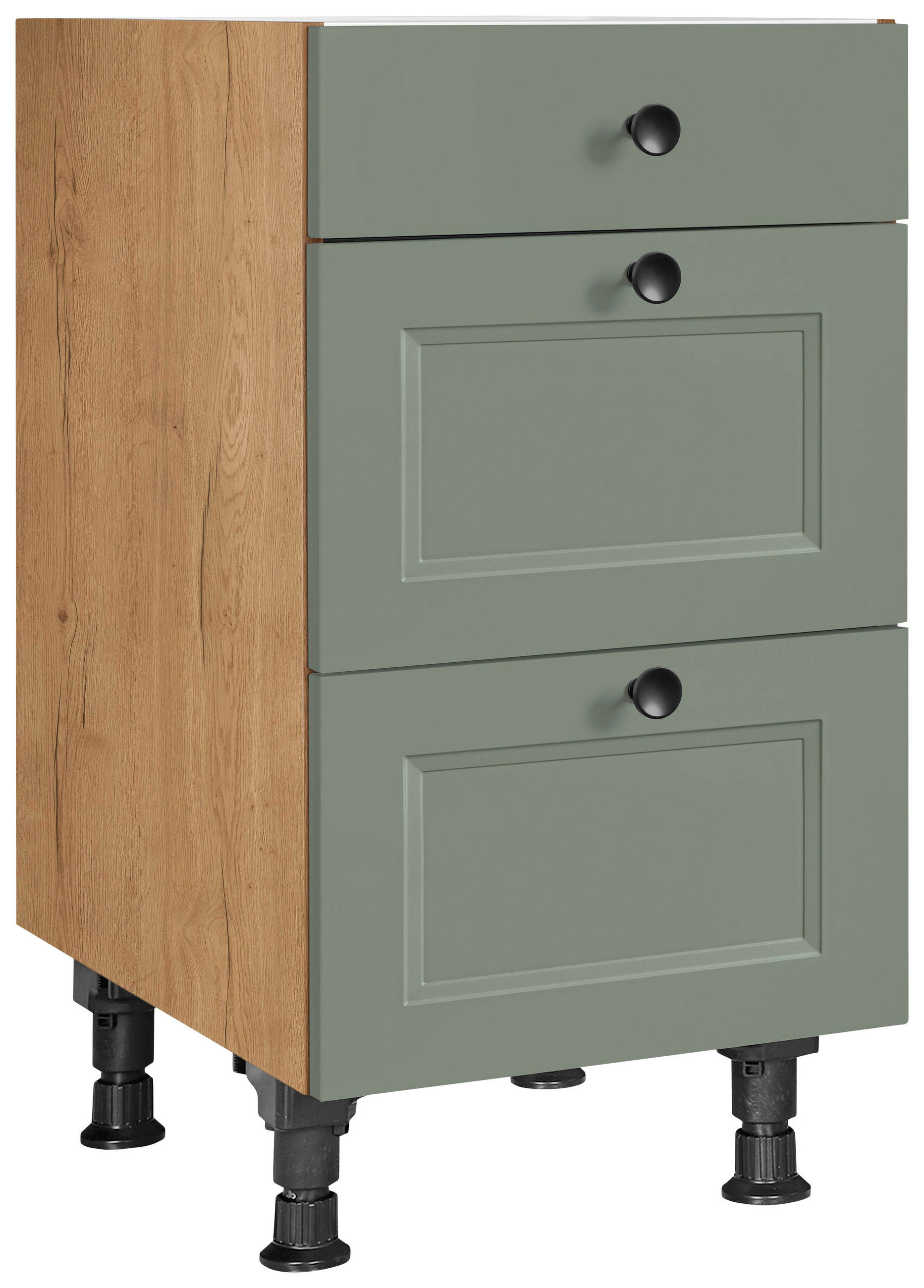 SCHUBKASTENUNTERSCHRANK 45/87/56 cm in Grün, Eichefarben - Eichefarben/Schwarz, MODERN, Holzwerkstoff/Metall (45/87/56cm) - Nobilia