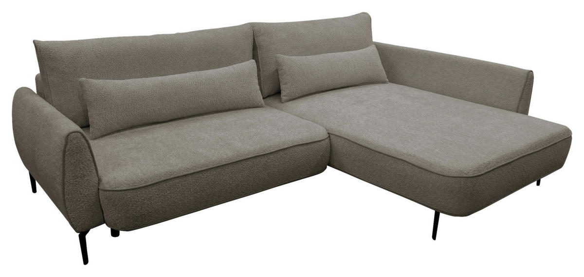 ECKSOFA Beige Bouclé  - Beige/Schwarz, Design, Textil/Metall (273/204cm) - MID.YOU