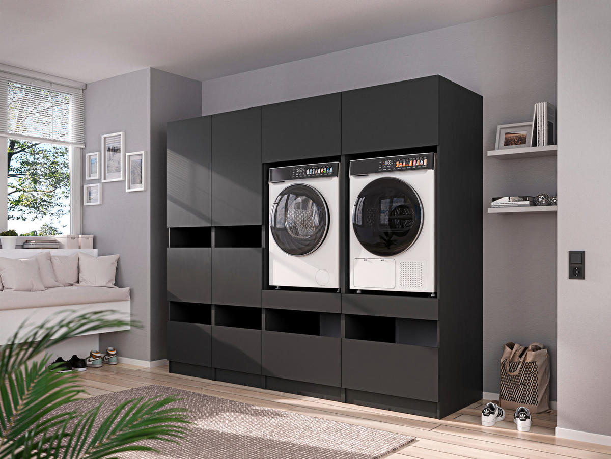 MEHRZWECKSCHRANK 50/200/68 cm  in Anthrazit  - Anthrazit/Schwarz, Design, Holzwerkstoff/Metall (50/200/68cm) - Milino