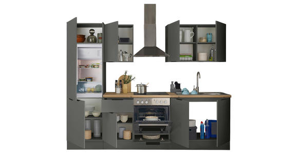 KÜCHENBLOCK   in Graphitfarben  - Schwarz/Graphitfarben, Basics, Holzwerkstoff/Metall (270/211/60cm) - Xora