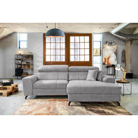 ECKSOFA in Velours Hellgrau  267/181 cm  - Hellgrau/Schwarz, Design, Textil/Metall (267/181cm) - Carryhome