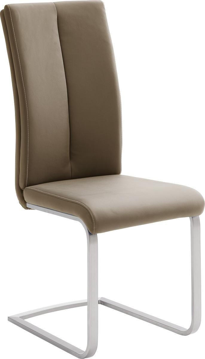 SCHWINGSTUHL  in Edelstahl Lederlook  - Edelstahlfarben/Creme, Design, Textil/Metall (42/104/61cm) - Novel