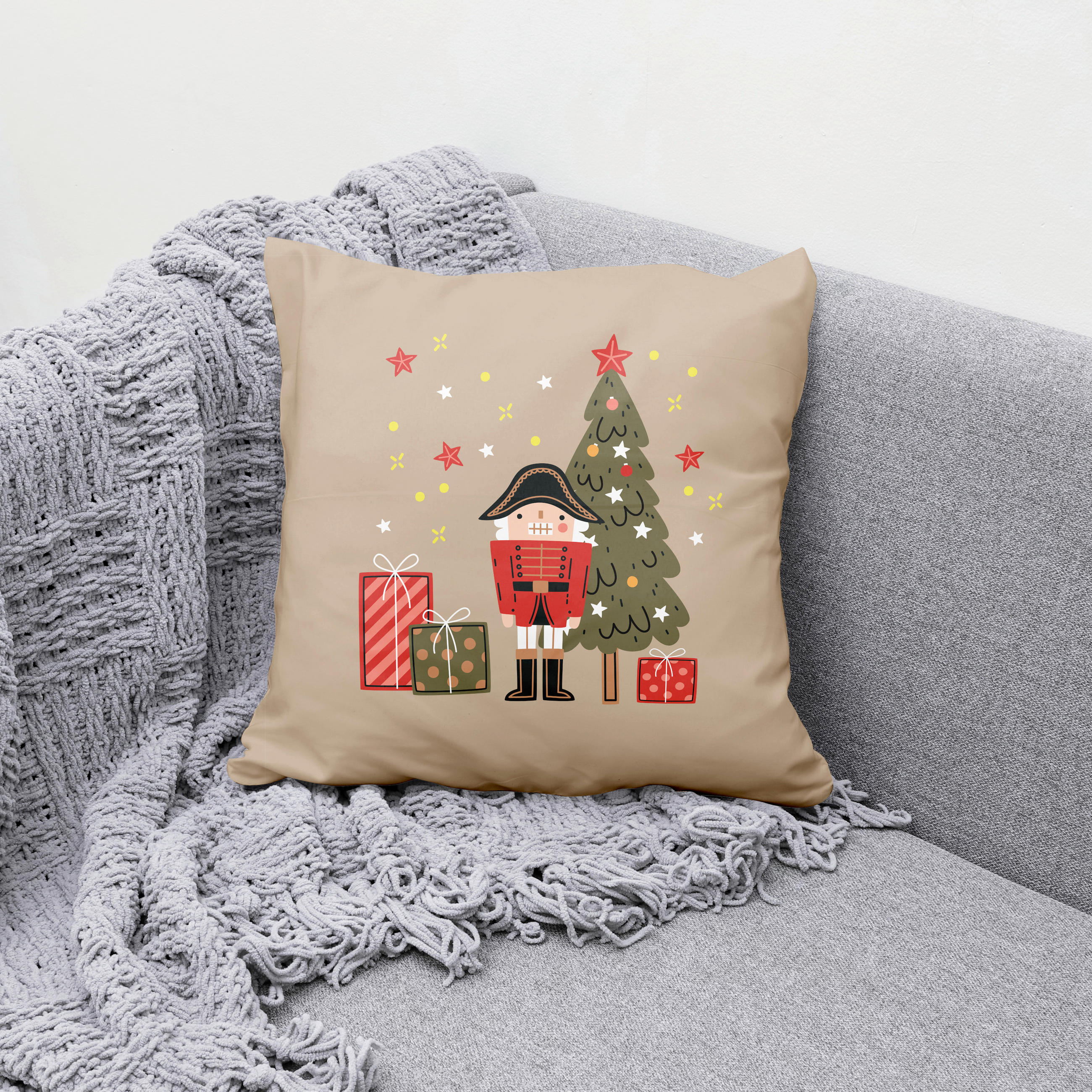 DÍSZPÁRNAHUZAT  - világosbarna, Basics, textil (45/45cm)