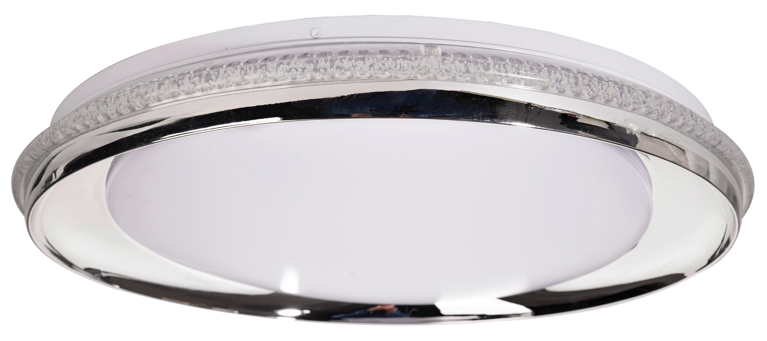 LED MENNYEZETI LÁMPA - krómszínű/fehér, Basics, műanyag/fém (50/50/7cm)