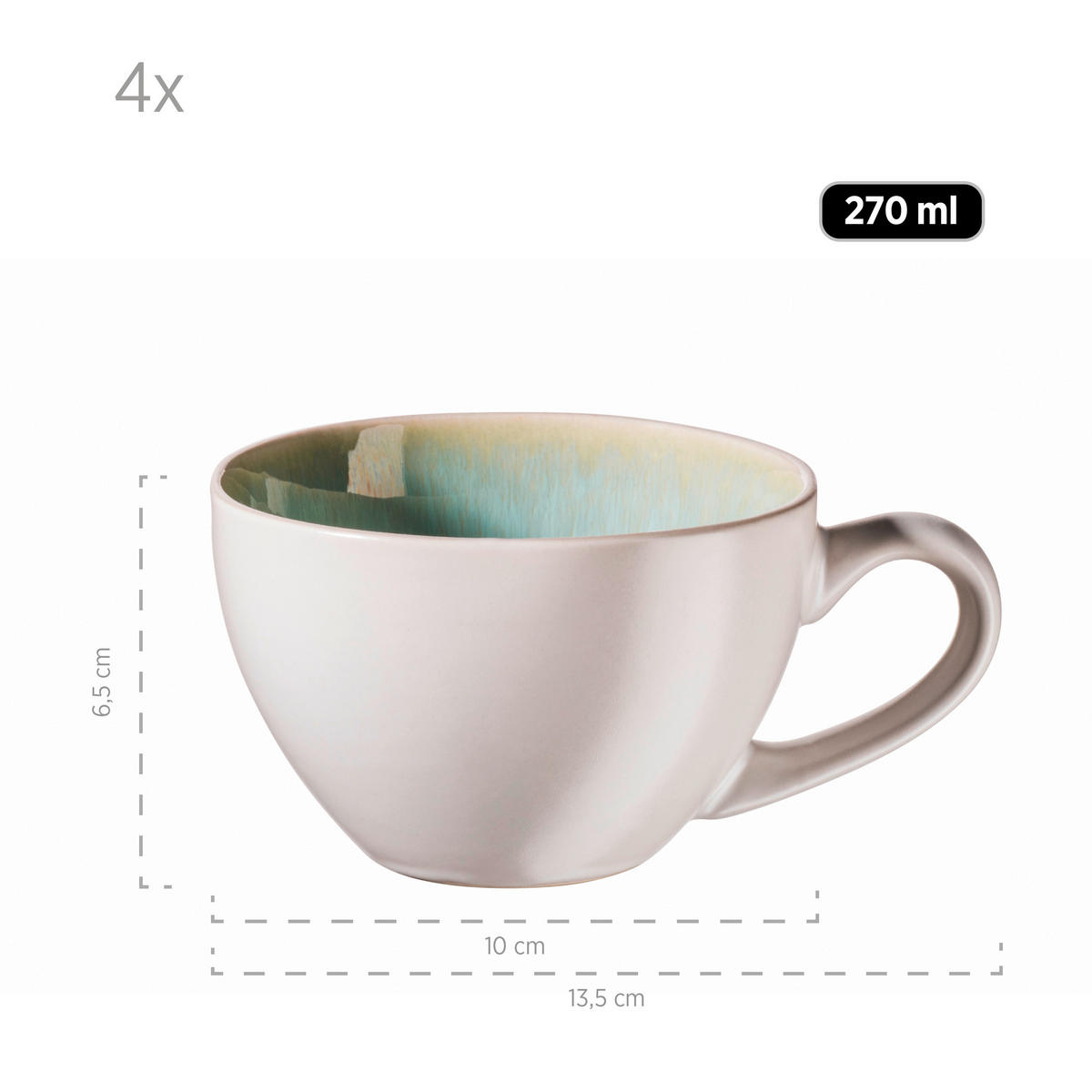 KAFFESERVIS Frozen 8 delar  - grön, Basics, keramik (13,5/6,5/10cm) - Mäser