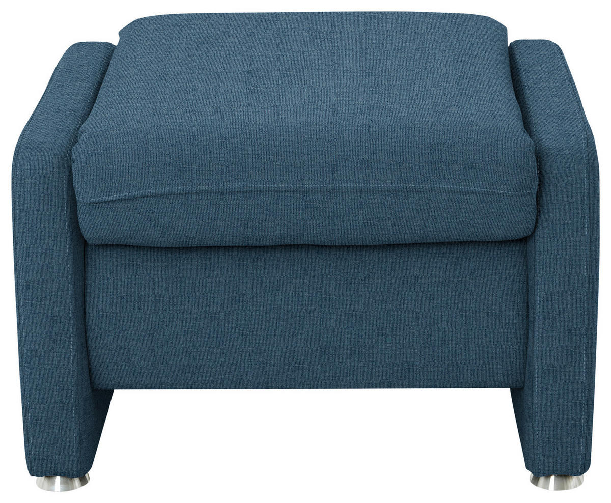 HOCKER in Textil Blau  - Blau/Alufarben, KONVENTIONELL, Textil/Metall (67/44/58cm) - Beldomo Comfort