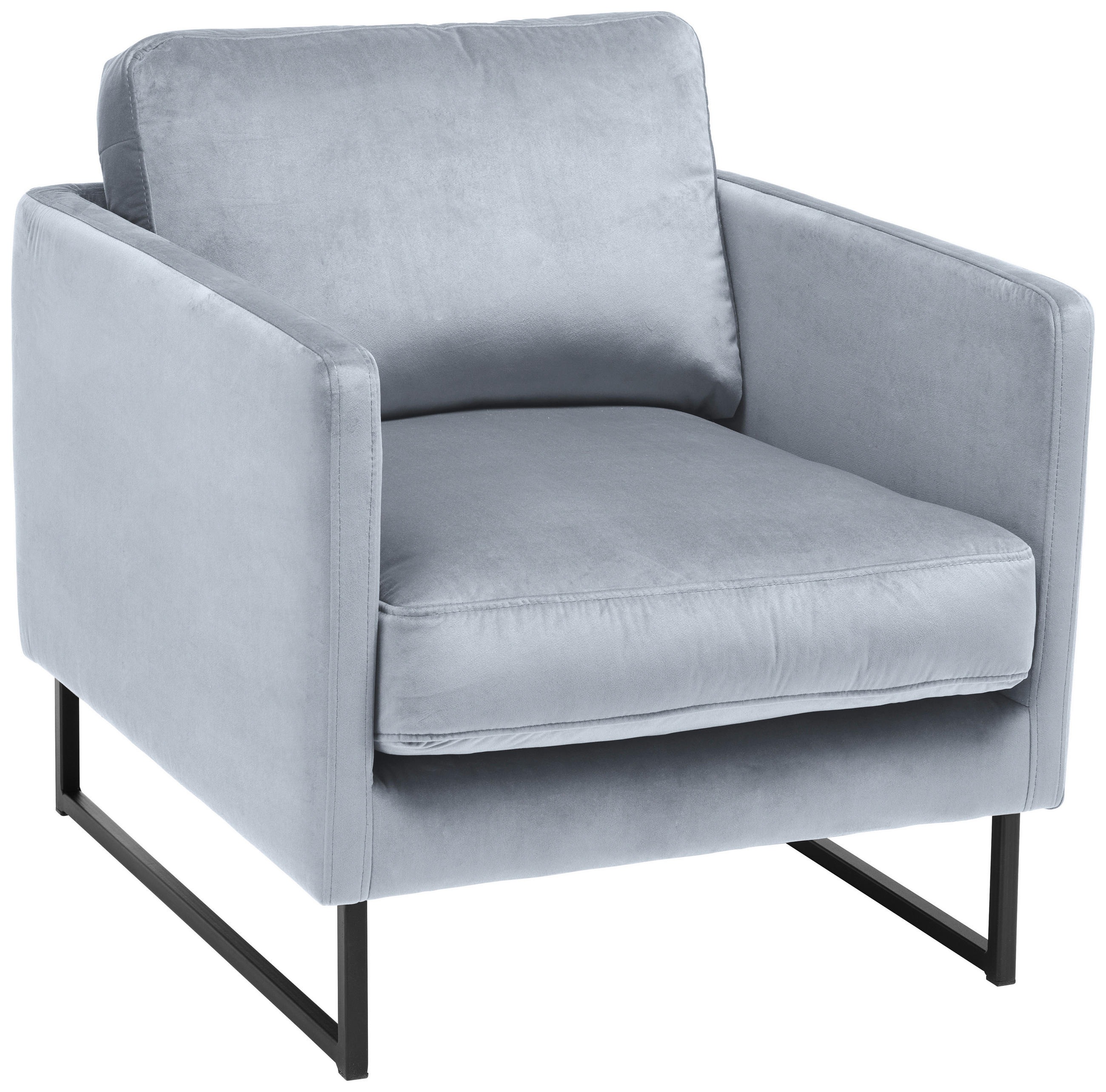 SESSEL in Samt Silberfarben, Grau - Silberfarben/Schwarz, Design, Textil/Metall (72/78/84cm) - Carryhome