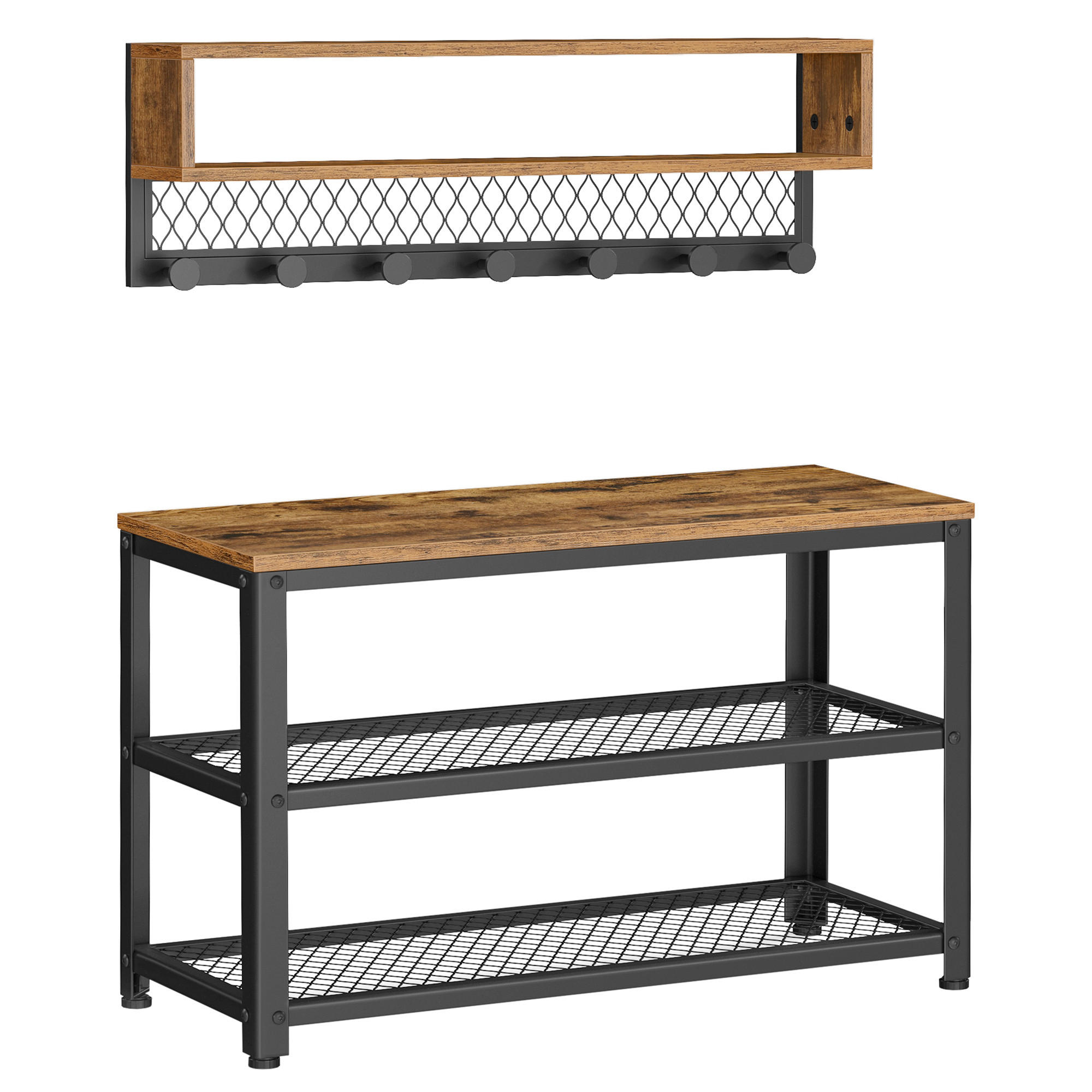 Mid.you Garderobe Dunkelbraun, Schwarz 73x45.5x30 cm