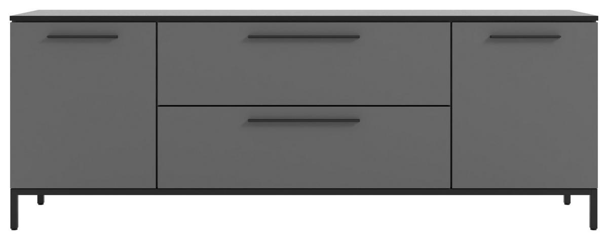 LOWBOARD Soul  in 180/66/40 cm  - Dunkelgrau/Schwarz, MODERN, Holzwerkstoff/Metall (180/66/40cm)