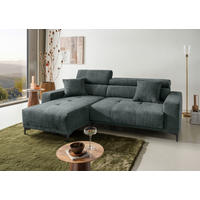 ECKSOFA Chenille Dunkelgrün  - Dunkelgrün/Schwarz, Basics, Textil/Metall (183/250cm) - Livetastic