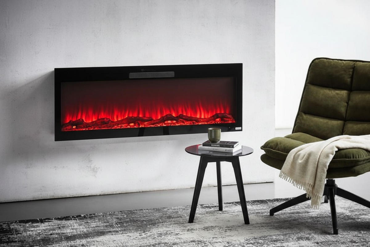 ELEKTROKAMIN - Schwarz, Design, Glas/Kunststoff (127/45,7/12,6cm) - Xora