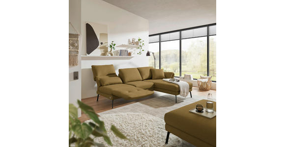 ECKSOFA  in Flachgewebe Schilfgrün  255-365/175-224 cm  - Schilfgrün/Schwarz, Design, Textil/Metall (255-365/175-224cm) - Dieter Knoll