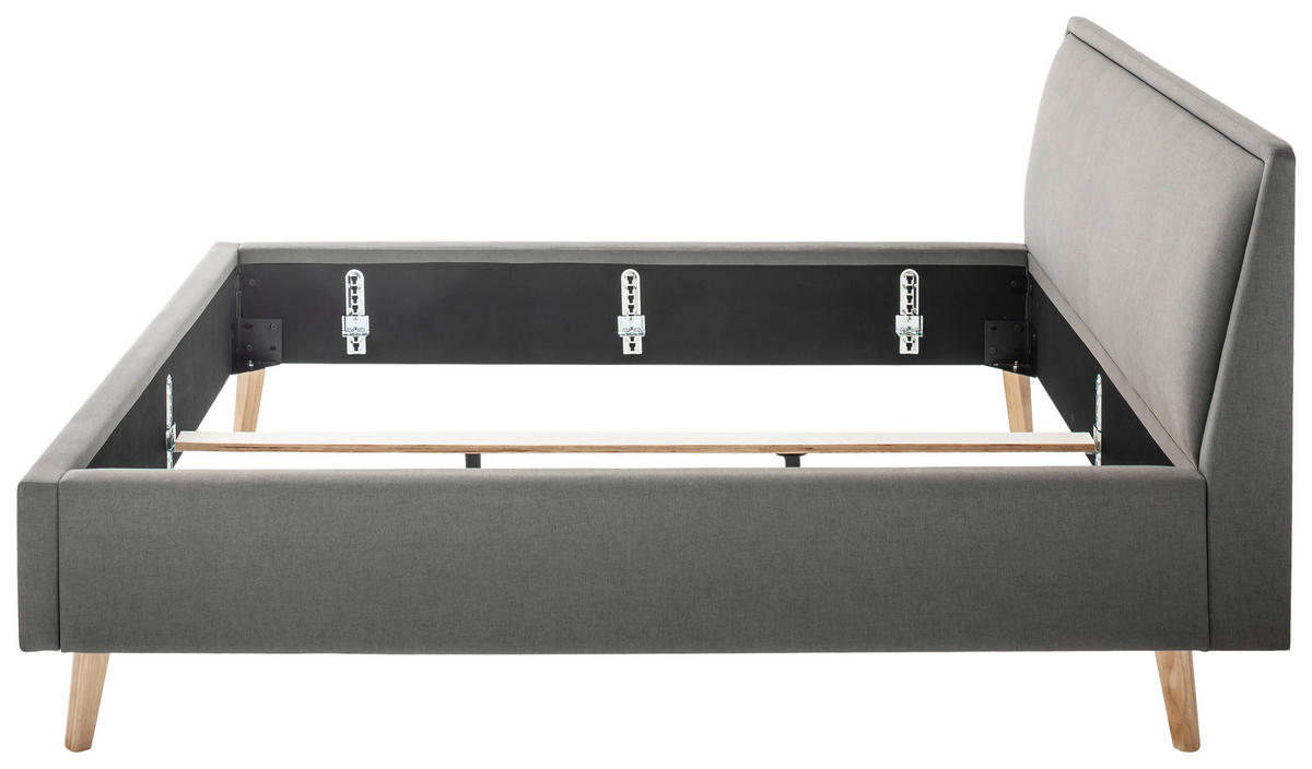 POLSTERBETT 160/200 cm,  in Hellgrau,  - Eichefarben/Hellgrau, KONVENTIONELL, Holz/Textil (160/200cm) - Livetastic