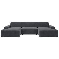 WOHNLANDSCHAFT in Cord Dunkelgrau  - Dunkelgrau/Schwarz, Modern, Kunststoff/Textil (162/329/162cm) - Trendmanufaktur