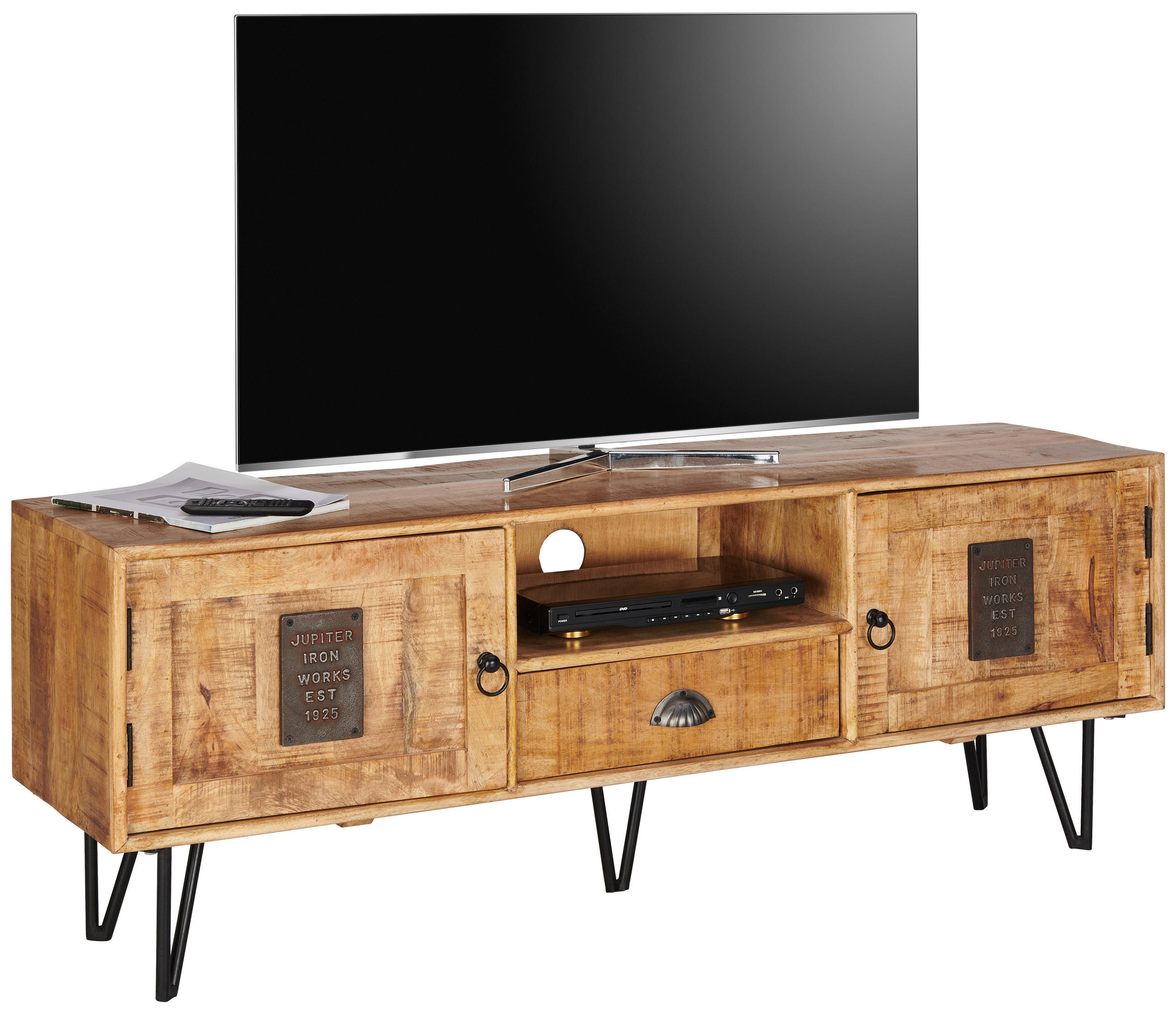 LOWBOARD 145/53/40 cm  - Hellbraun/Schwarz, Lifestyle, Holz/Metall (145/53/40cm) - Landscape