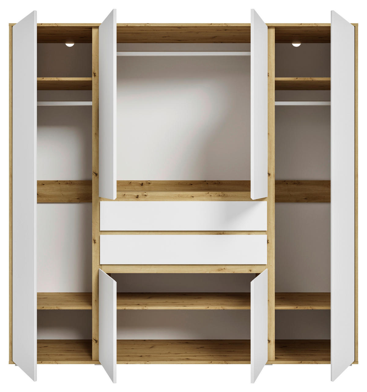 DREHTÜRENSCHRANK  in Weiß, Eiche Artisan  - Eiche Artisan/Weiß, MODERN, Holzwerkstoff (197/194/56cm) - MID.YOU