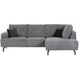 ECKSOFA in Teddystoff Grau  270/190 cm  - Anthrazit/Schwarz, KONVENTIONELL, Textil/Metall (270/190cm) - Carryhome