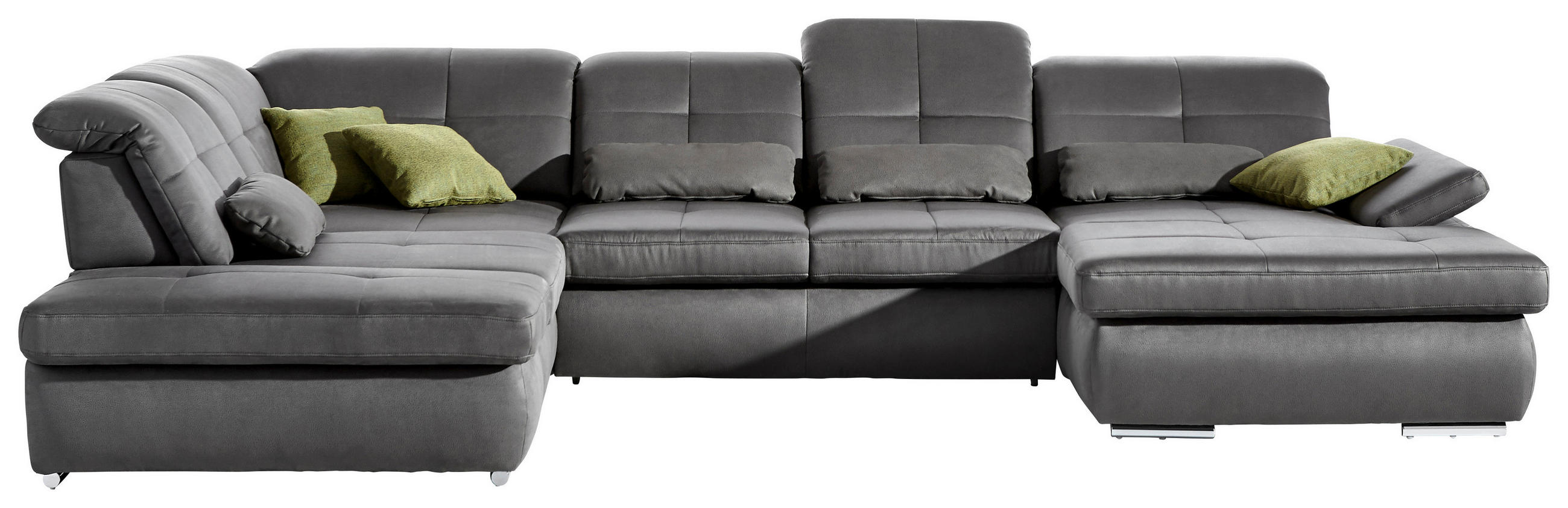 WOHNLANDSCHAFT in Mikrofaser Grau  - Chromfarben/Grau, Design, Holzwerkstoff/Textil (260/371/195cm) - Beldomo Style
