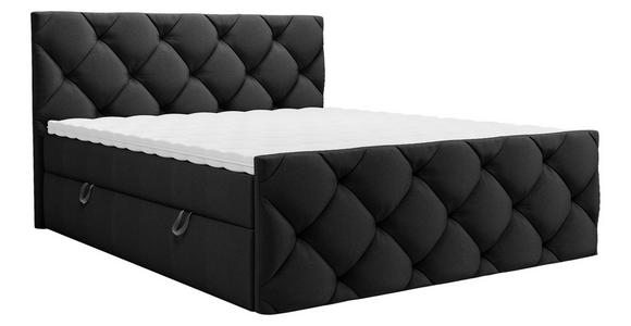 BOXBETT 180/200 cm,  in Schwarz, Matratze, Bettkasten, Topper, H3 = fest  - Schwarz, KONVENTIONELL, Kunststoff/Textil (180/200cm) - Carryhome