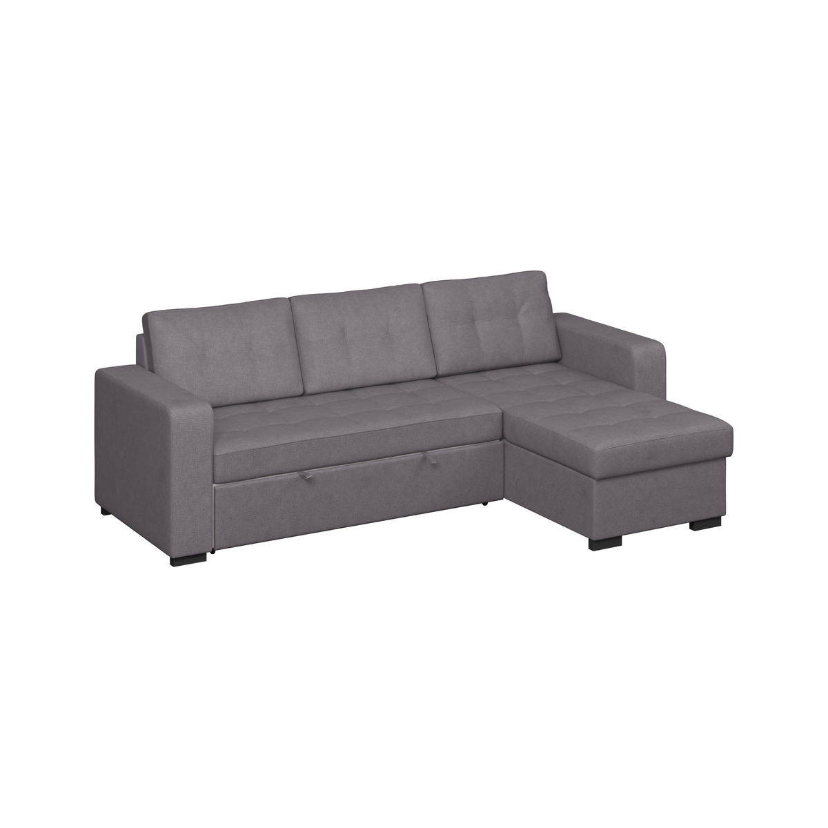 ECKSOFA Mikrofaser, Struktur Dunkelgrau  - Dunkelgrau/Schwarz, Trend, Textil/Metall (239/160cm) - MID.YOU