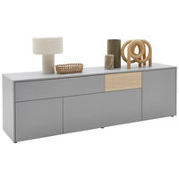 LOWBOARD  in 184/57/41 cm  - Eichefarben/Schwarz, Design, Holzwerkstoff/Kunststoff (184/57/41cm) - Voleo