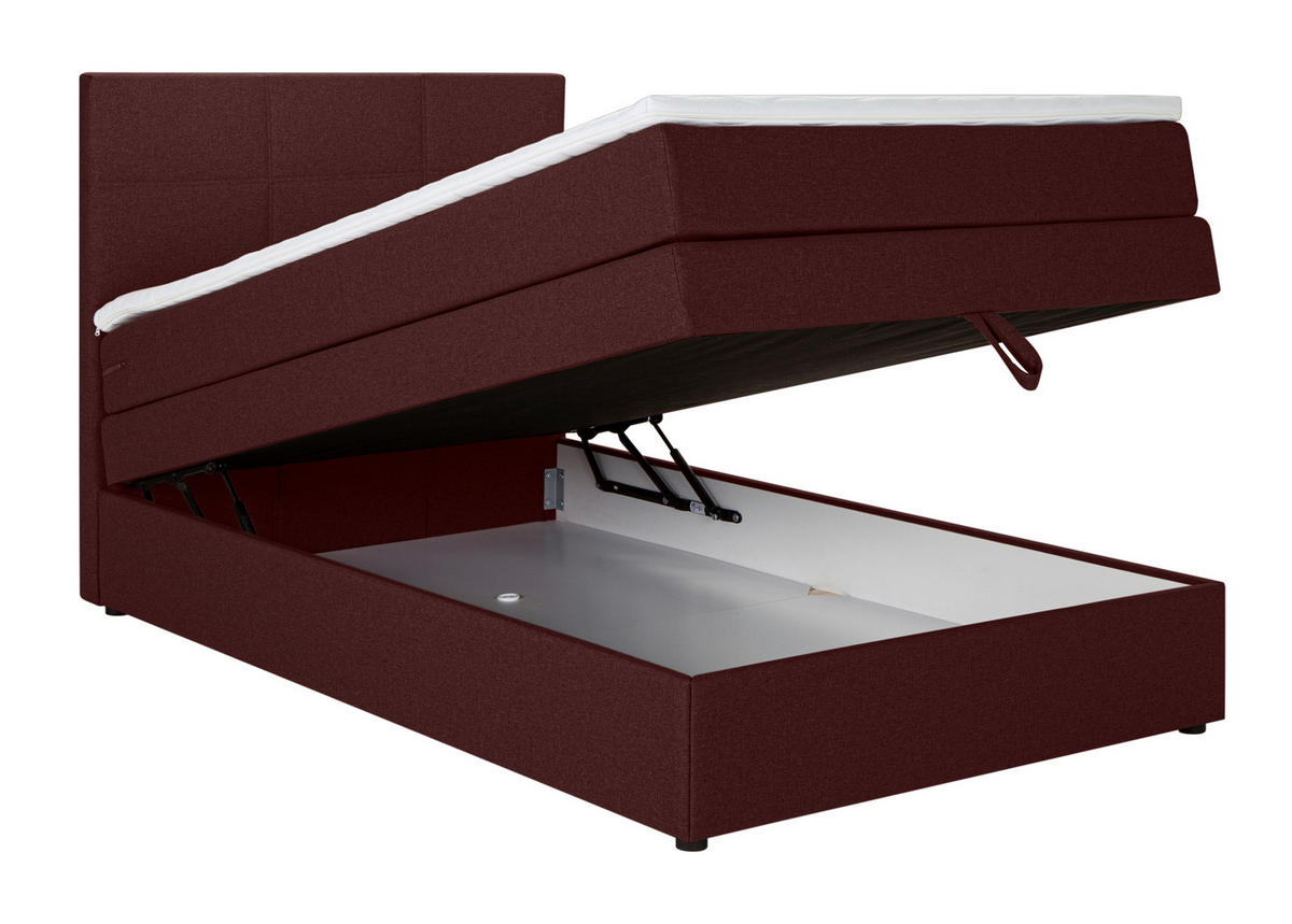 BOXSPRINGBETT 140/200 cm,  in Dunkelrot  - Schwarz/Dunkelrot, Design, Kunststoff/Textil (140/200cm) - Welnova