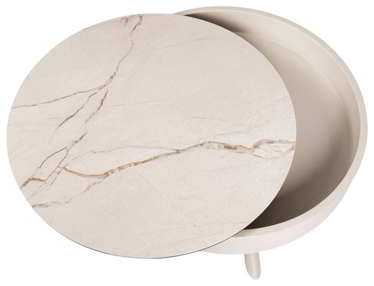 COUCHTISCH ESG 73.5/73.5/42 cm rund Beige  - Beige, Design, Glas/Keramik (73.5/73.5/42cm) - Novel