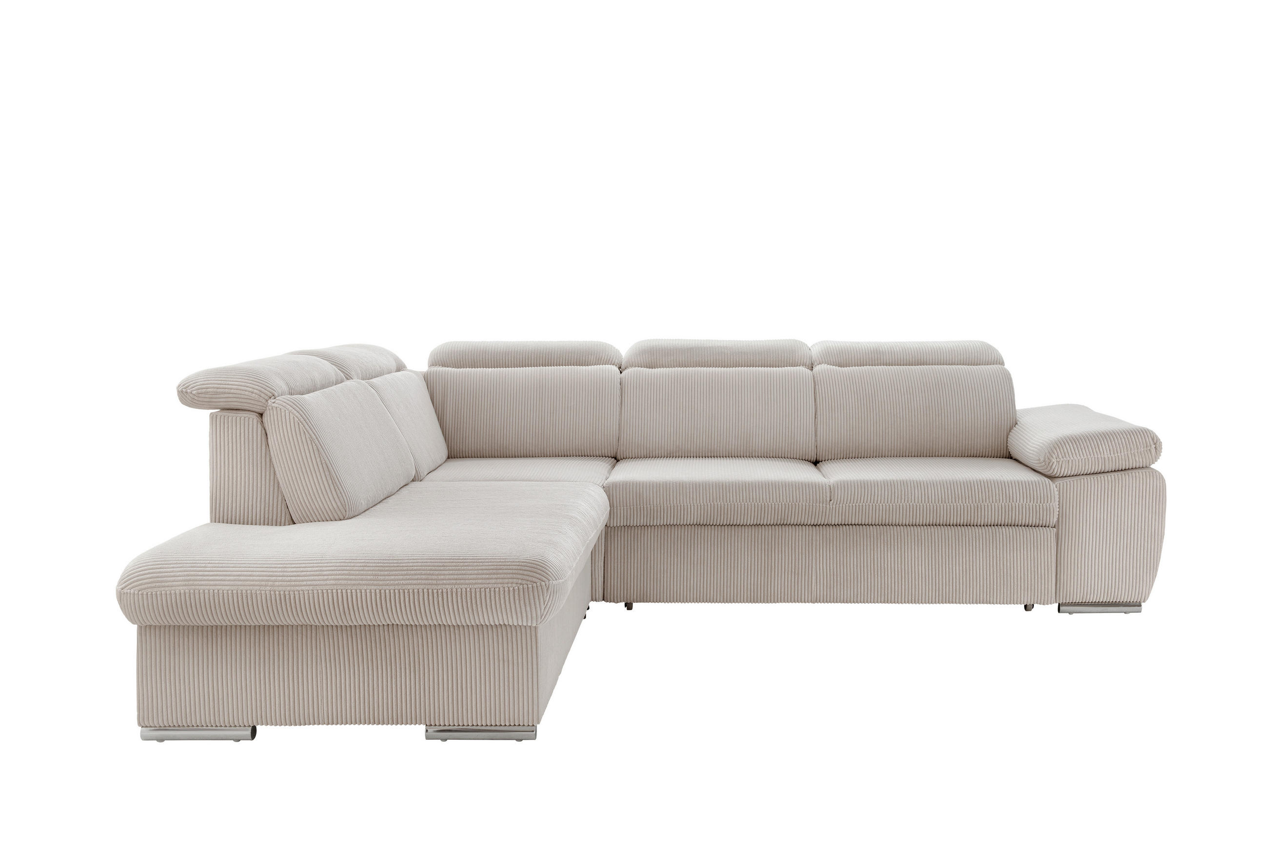 ECKSOFA Cord Beige  - Chromfarben/Beige, Design, Textil/Metall (228/283cm) - Livetastic