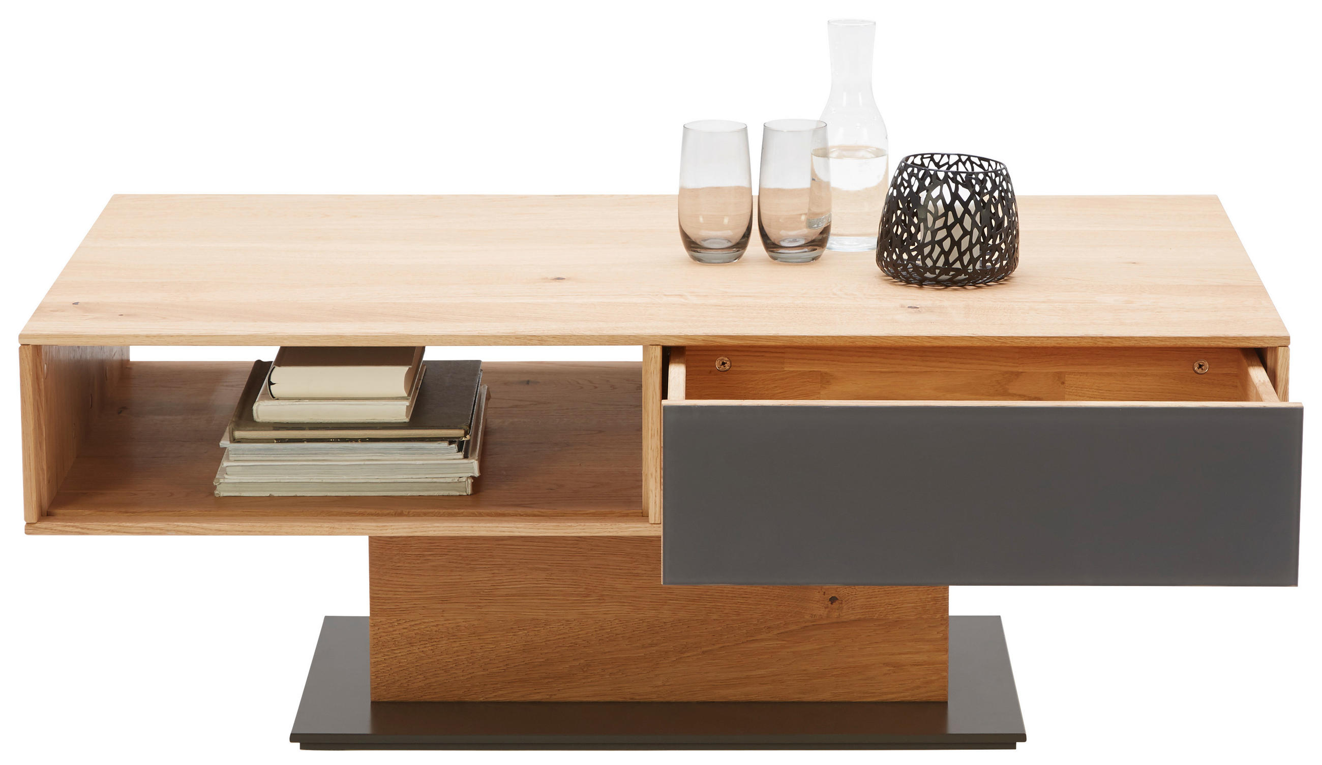 COUCHTISCH in Holz, Glas 115/65/44 cm  - Eichefarben/Anthrazit, Natur, Glas/Holz (115/65/44cm) - Waldwelt