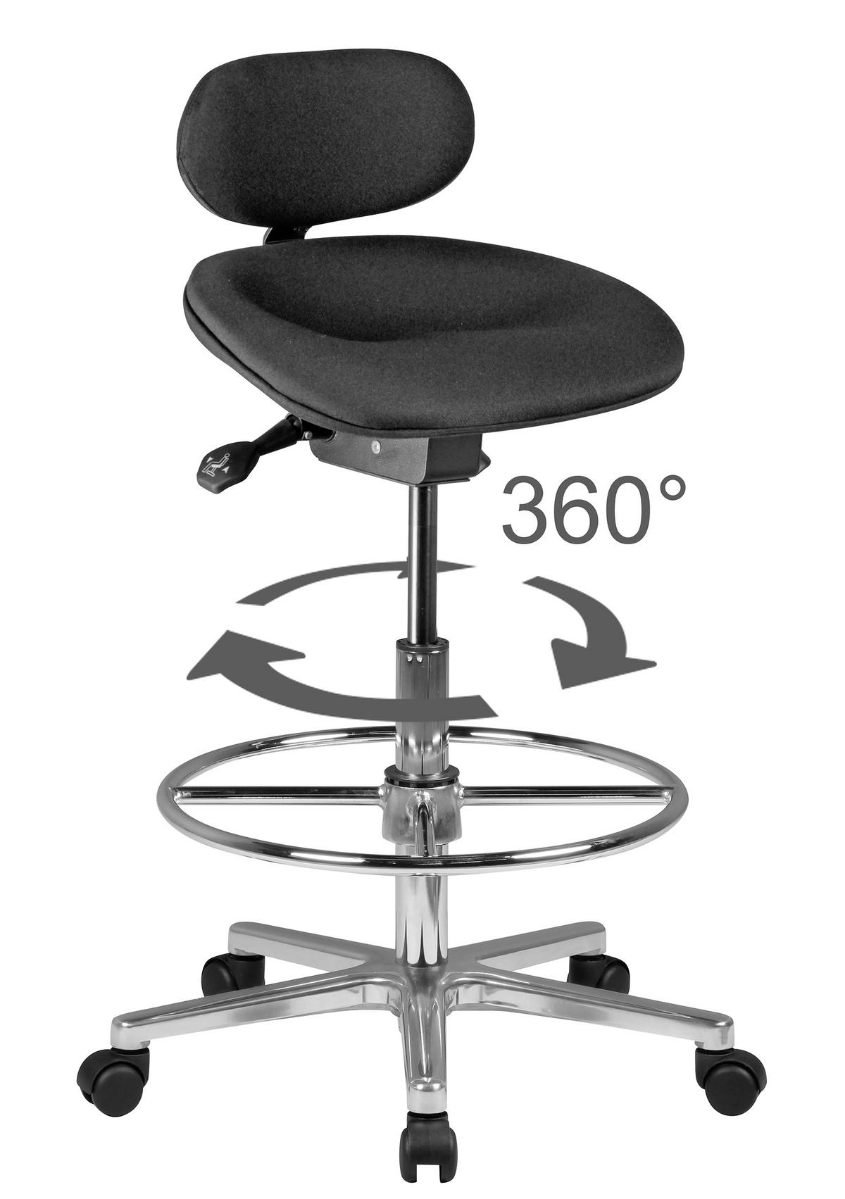 BÜROHOCKER 60/83/60 cm  - Schwarz/Alufarben, KONVENTIONELL, Kunststoff/Textil (60/83/60cm) - MID.YOU