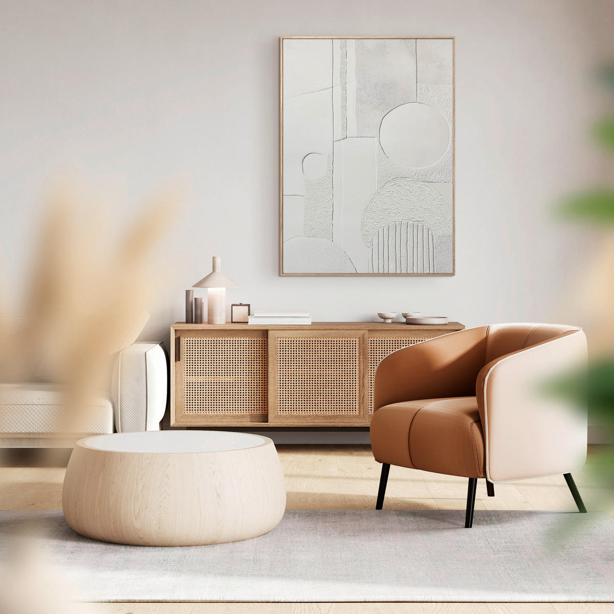 LEINWANDBILD Abstraktes 70/100 cm  - Beige, Basics, Holz/Textil (70/100cm)